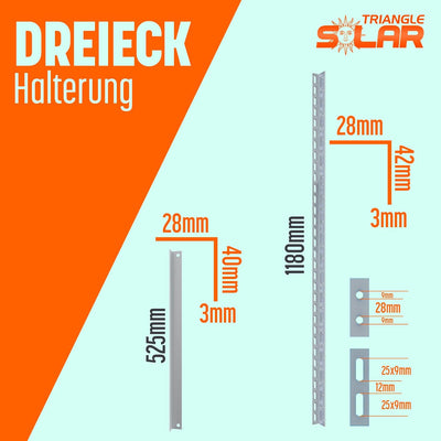 4x Solarmodul Halterung 1180mm Set für 2 Solarpanels Solarmodul Flachdach Aufständerung Photovoltaik