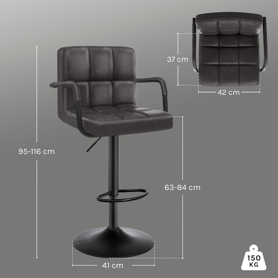 WOLTU Barhocker 2er Set Barstuhl Tresenhocker Bistrohocker Designer Hocker mit Rückenlehne, Kunstled