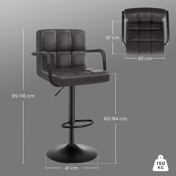 WOLTU Barhocker 2er Set Barstuhl Tresenhocker Bistrohocker Designer Hocker mit Rückenlehne, Kunstled