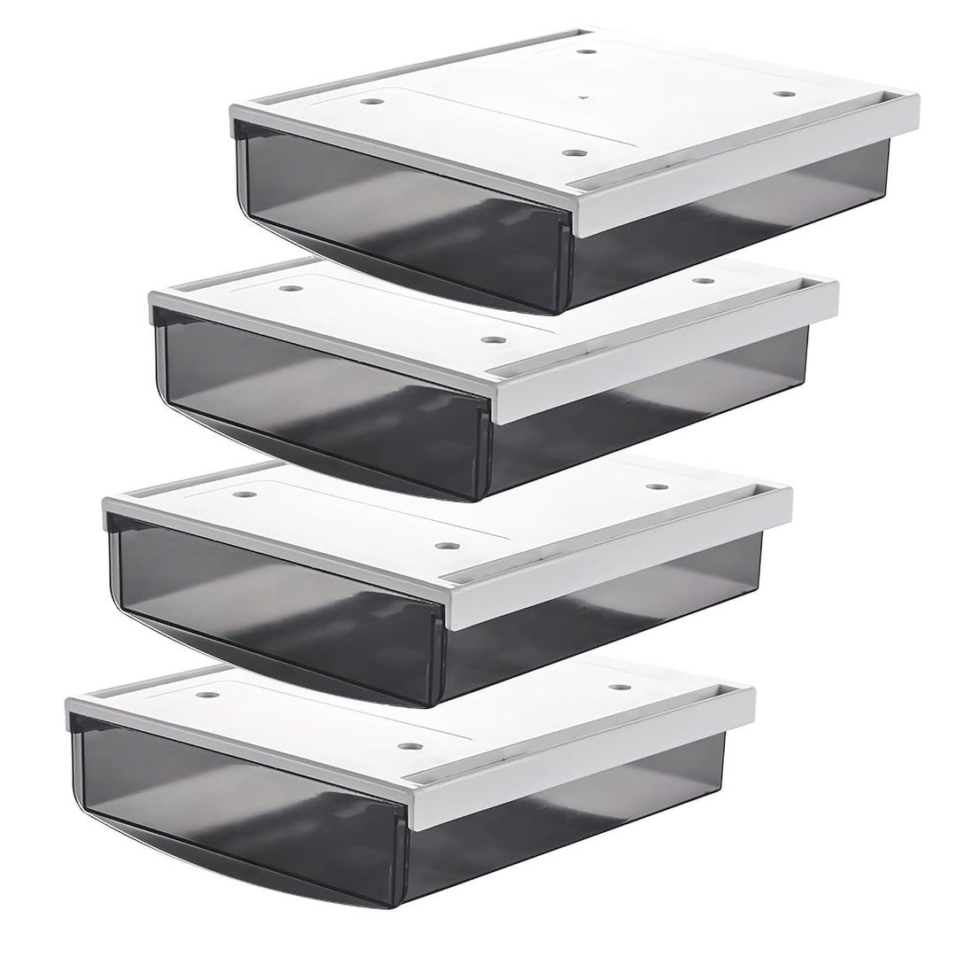 TUKA 4X 3,5L Unterschreibtisch-Schubladen 24x21x8cm, Selbstklebende Schubladen, Versteckte Unterbaus