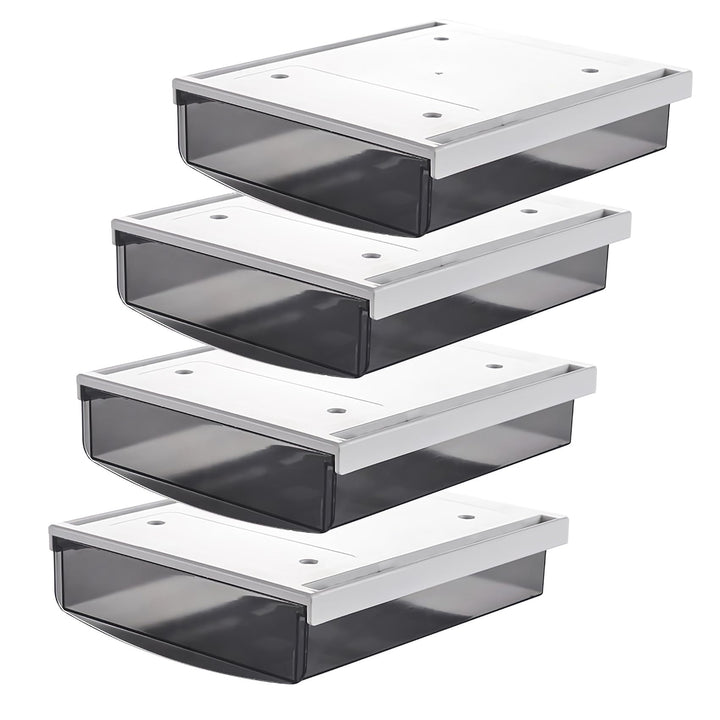 TUKA 4X 3,5L Unterschreibtisch-Schubladen 24x21x8cm, Selbstklebende Schubladen, Versteckte Unterbaus