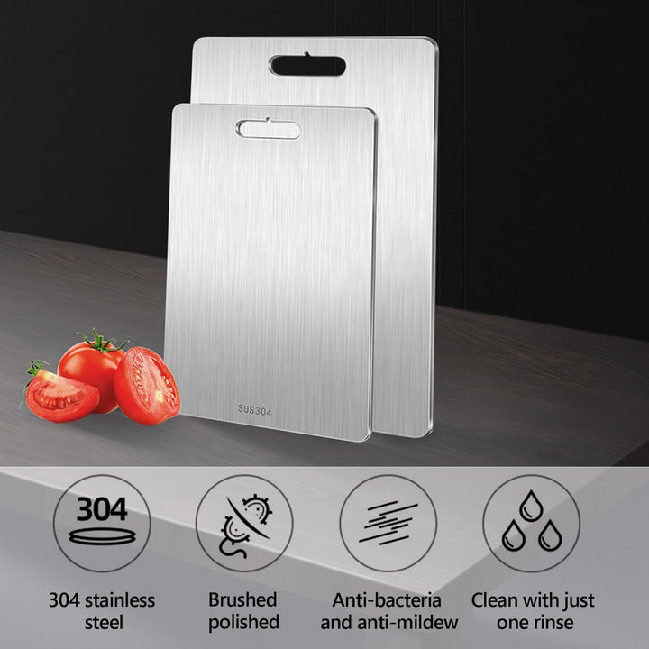 Titan Schneidebrett, 2 Stück Schneidbrett aus Edelstahl, Titanium Cutting Board, Doppelseitiges Lebe