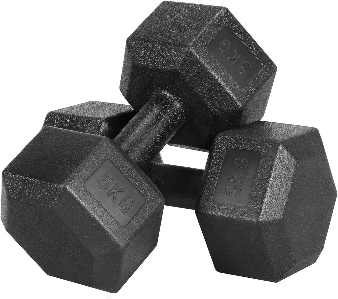 Yaheetech 2 Stück Hantel Set 4/5/6/7,5/8/10 Kg Kurzhanteln Gusseisen Hexagon Hanteln Gewichte Traini