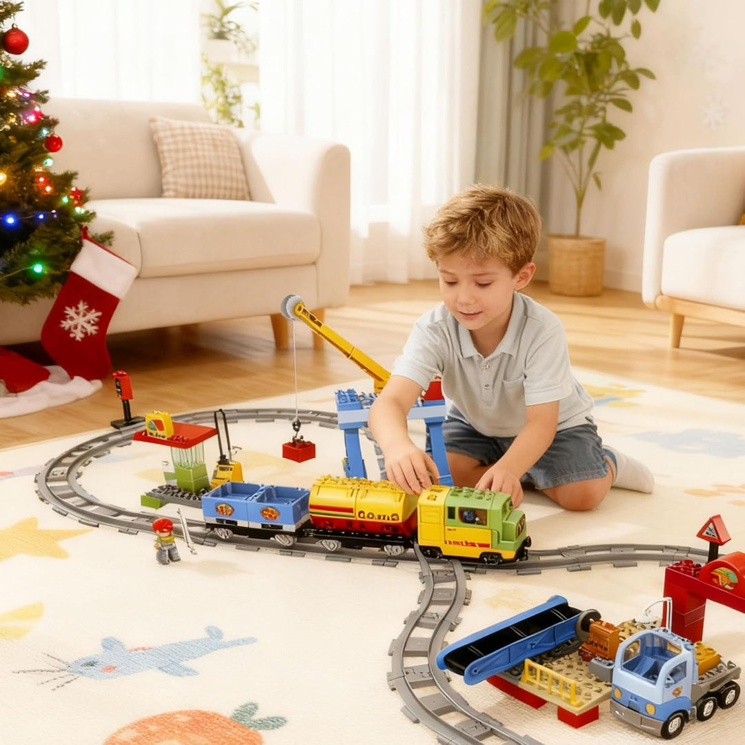18PCS Bausteine Schienen Set - City Eisenbahn Schienen Bestehend Mit Geraden, Kurven - Eisenbahn Spi