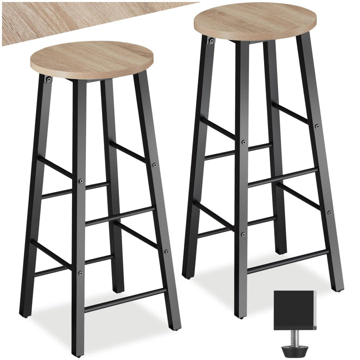 tectake Barhocker 2er-Set, runder Bistrohocker im Industrie-Design, 72,5cm hoch, Vintage Barstühle m