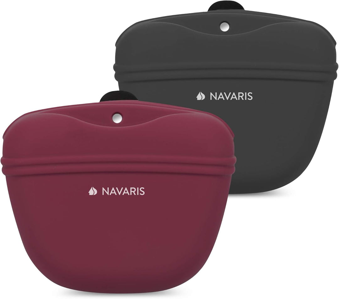 Navaris Hunde Futterbeutel aus Silikon 2er Set - 2X Snackbeutel mit Clip und Magnet - Futtertasche L