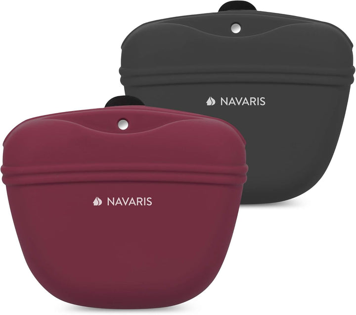 Navaris Hunde Futterbeutel aus Silikon 2er Set - 2X Snackbeutel mit Clip und Magnet - Futtertasche L