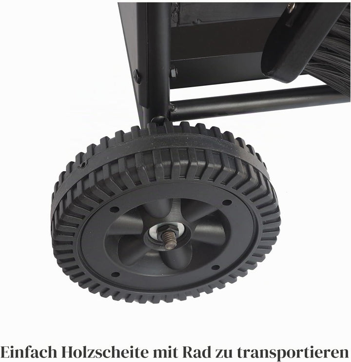 Brennholz Warenkorb mit Rädern, Brennholz Log Rack mit 3 Tools Kamin Log Carriers Inhaber schwarz Sc