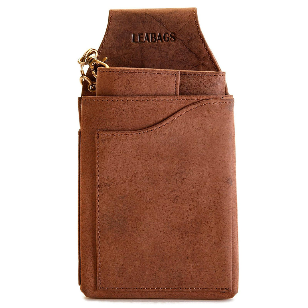 LEABAGS Kellner Geldbörse - Leder Kellnertasche Echtleder Kellnergeldbörse, Kellner Portmonee mit Mü