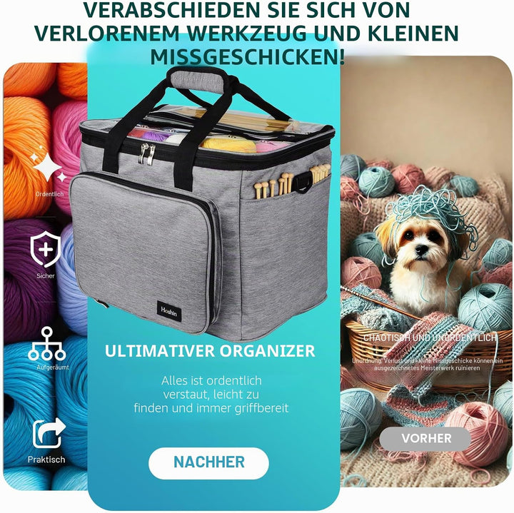 Aufbewahrungstasche für Wolle, Stricktasche Zur Garn aufbewahrung für Stricken, Häkeln, Stränge des