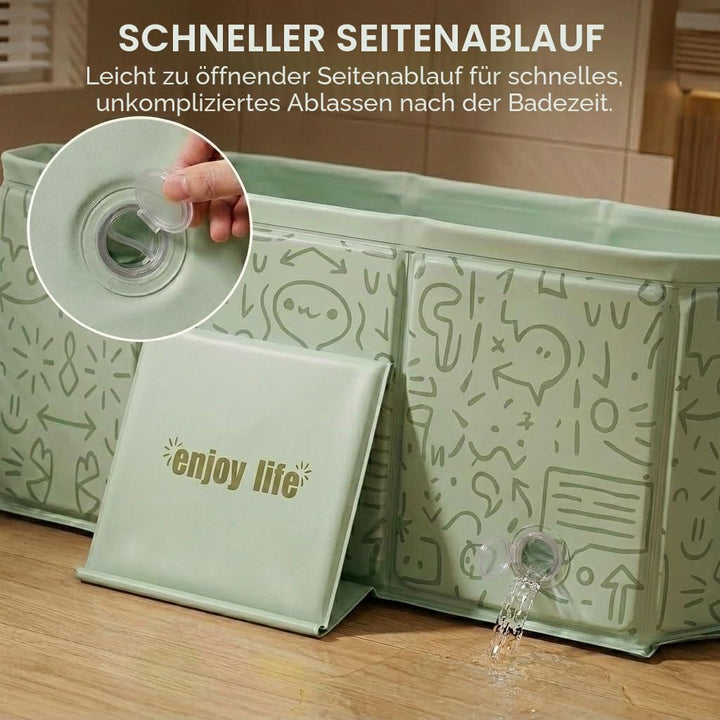 Faltbare Babybadewanne mit Ablaufstopfen, 75 × 45 cm – Platzsparende, rutschfeste Badewanne für Neug