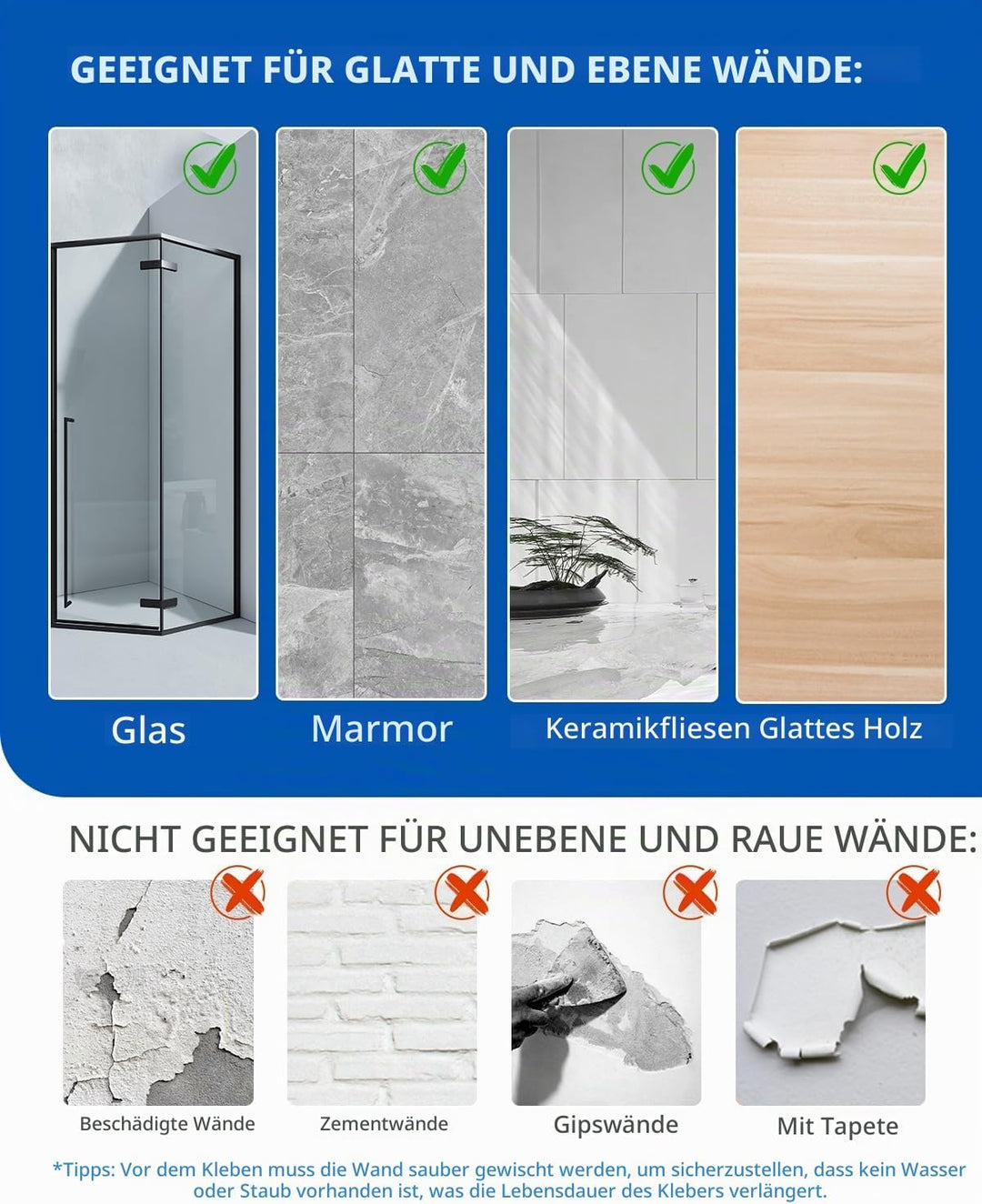 AceMining Duschablage Ohne Bohren, 4 Pack Silber Duschregal, 201 Edelstahl Badregal für Selbstkleber