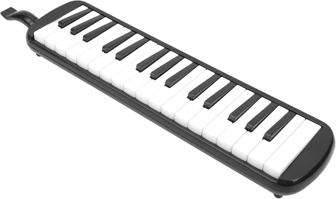 32 Tasten Melodica Air Piano Keyboard Musikinstrument mit Tragetasche und Kurzem Mundstück (Schwarz)