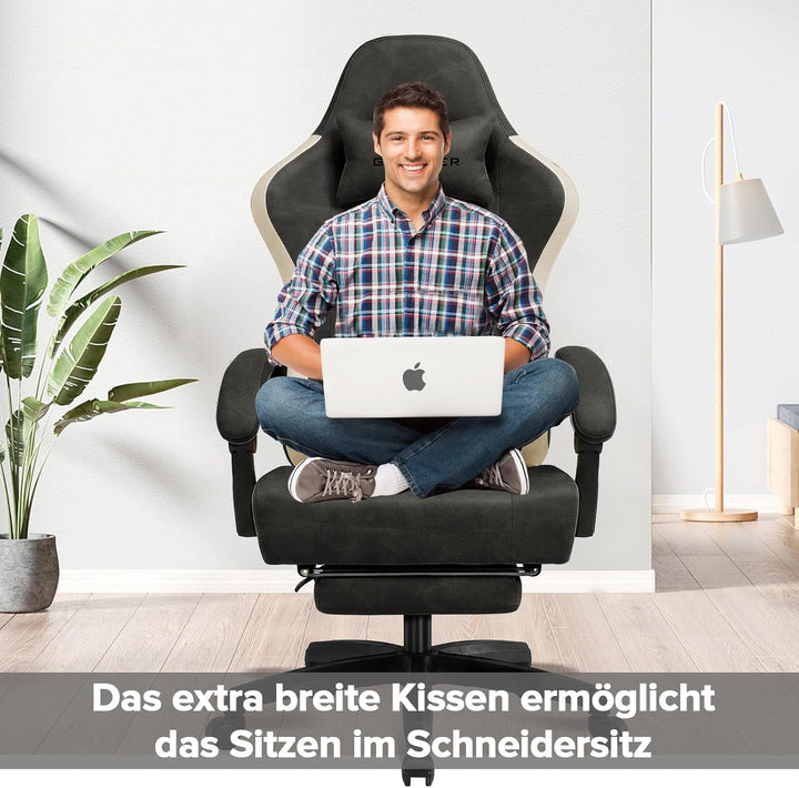 GTPLAYER Gaming Stuhl Ergonomischer Gaming Sessel Schreibtischstuhl Kunstleder, Federsitzkissen, Ver