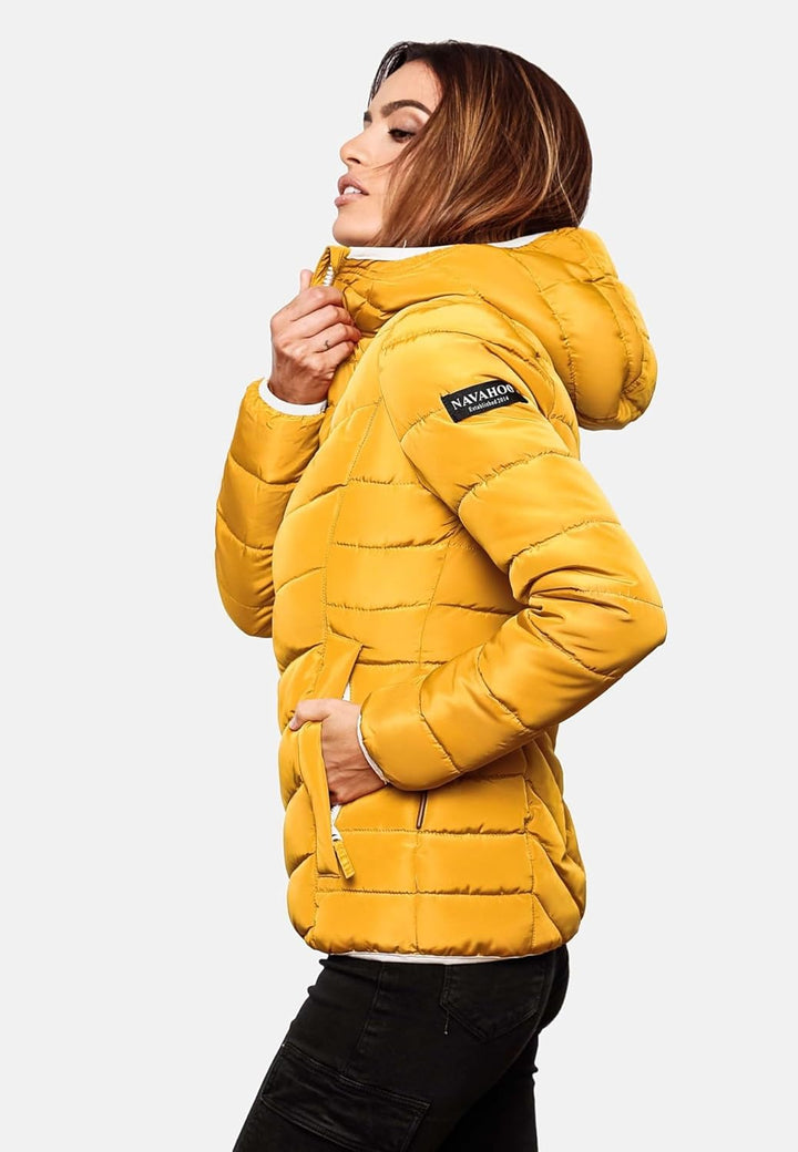 Navahoo Damen Jacke Steppjacke Übergangsjacke gesteppt Stepp Herbst B675 XS Gelb, XS Gelb
