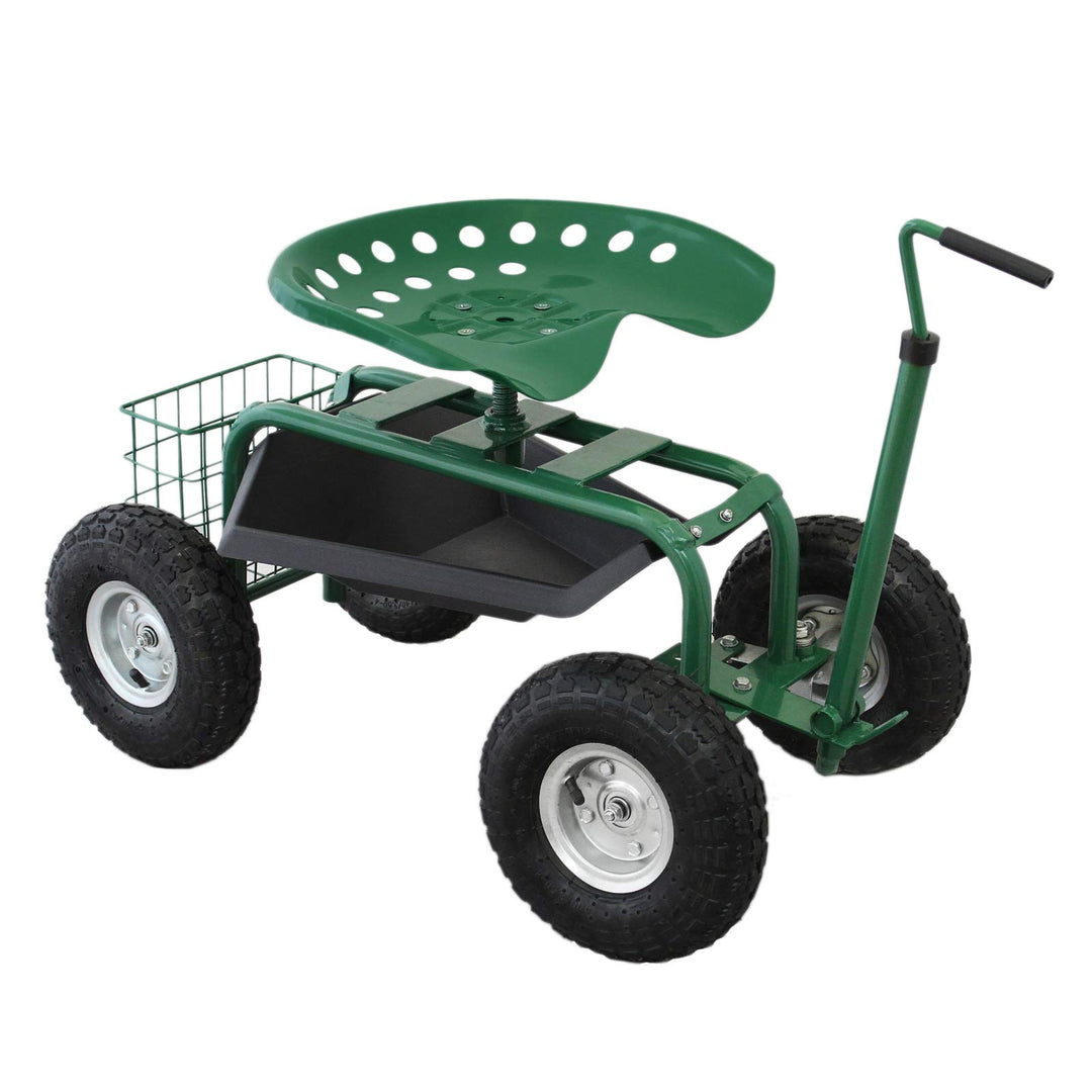 Gartensitz Fahrbarer Gartenwagen mit Sitz 150kg Sitzwagen Gartenhocker Rollwagen Rollsitz Gartenhelf
