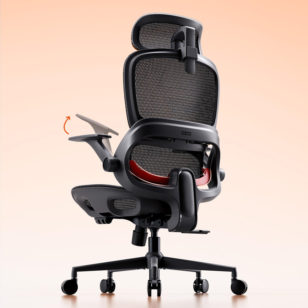 SIHOO Bürostuhl Ergonomisch, Schreibtischstuhl mit 4D Dynamischer Lordosenstütze, Breiter Kopfstütze