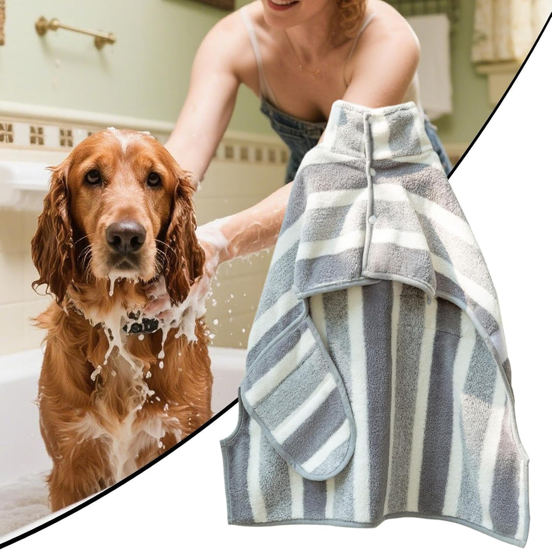 Hundehandtuch – Bademantel für Haustiere und Katzen, Mikrofaser, saugfähig, gestreift, Decke für nac