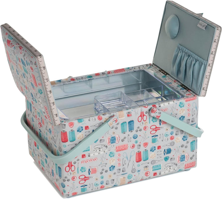 Hobby Gift Nähkästchen, gross, rechteckig, Doppeldeckel, Stich in der Zeit Stitch in Time Rechteckig