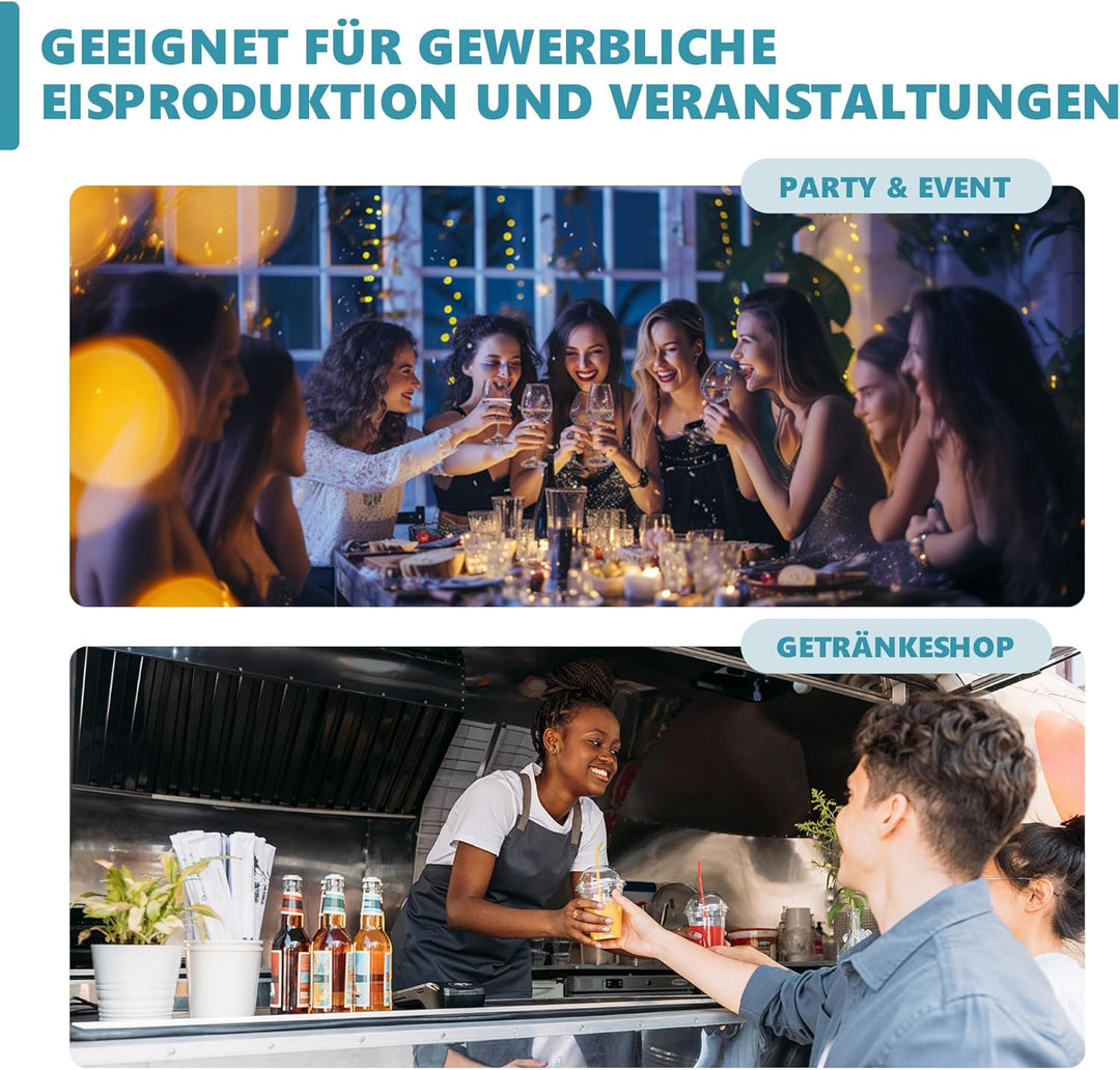 EUHOMY Gewerbliche Eiswürfelmaschine, 45 kg/24 Std. Edelstahl Untertisch-Eismaschine mit 15 kg Eisla