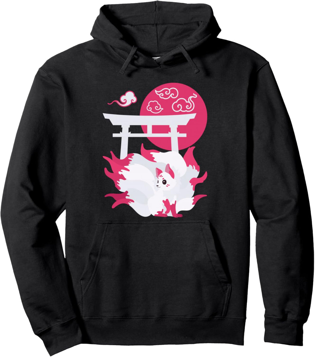 Fuchs mit neun Schwanzen, japanischer Stil Pullover Hoodie