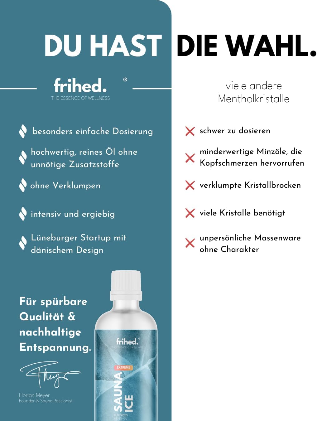 frihed.® Sauna Ice - Mentholkristalle in flüssig für alle Sauna Arten - extrem kalter Sauna Duft - h
