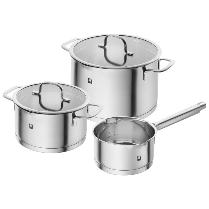 ZWILLING TrueFlow Kochtopfset, 3-teilig, Mit Ausgiessfunktion, Induktionsgeeignet, Edelstahl, Silber