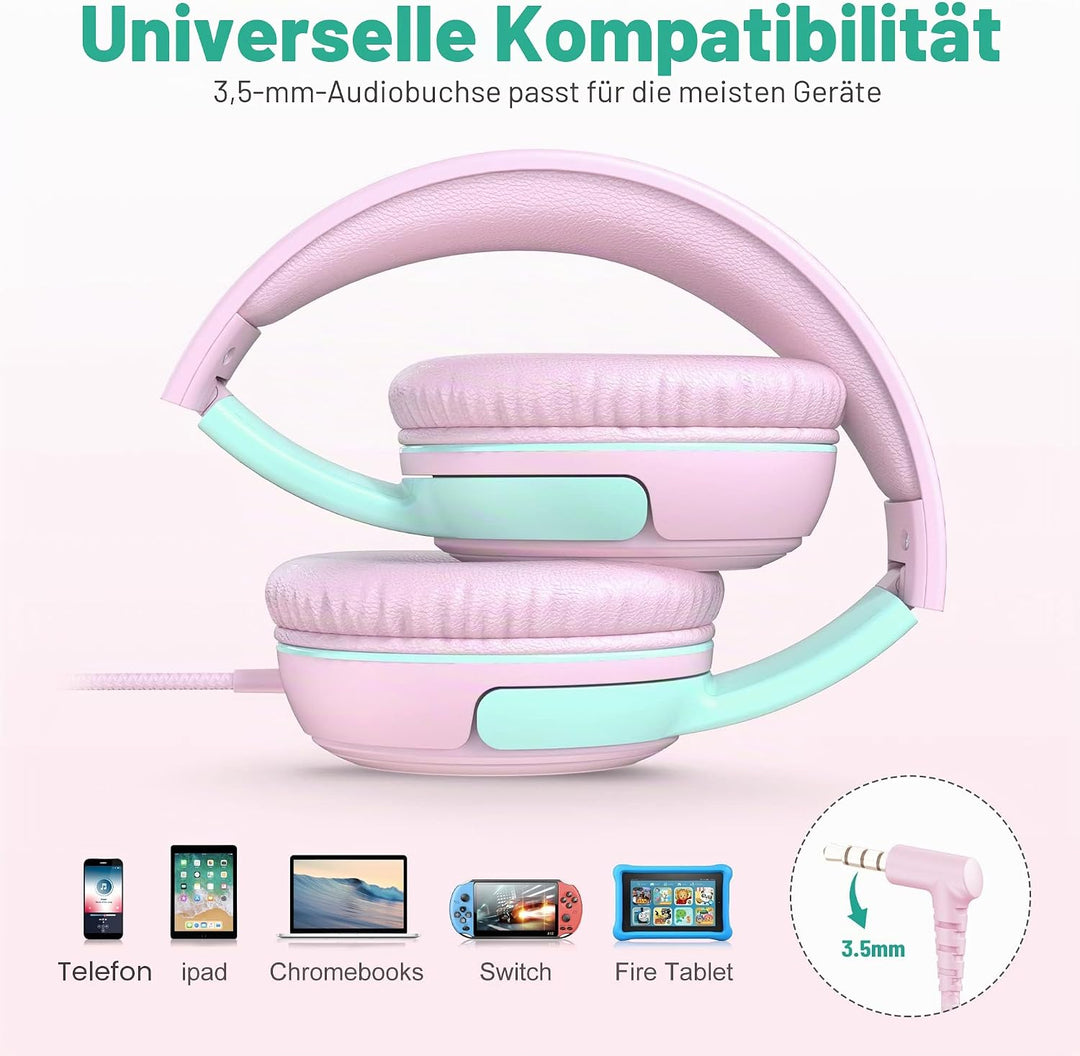 RockPapa Share 2 Pack Kinder Kopfhörer, 85dB/94dB Lautstärkebegrenzung Mit Mikrofon, Sharing-Funktio