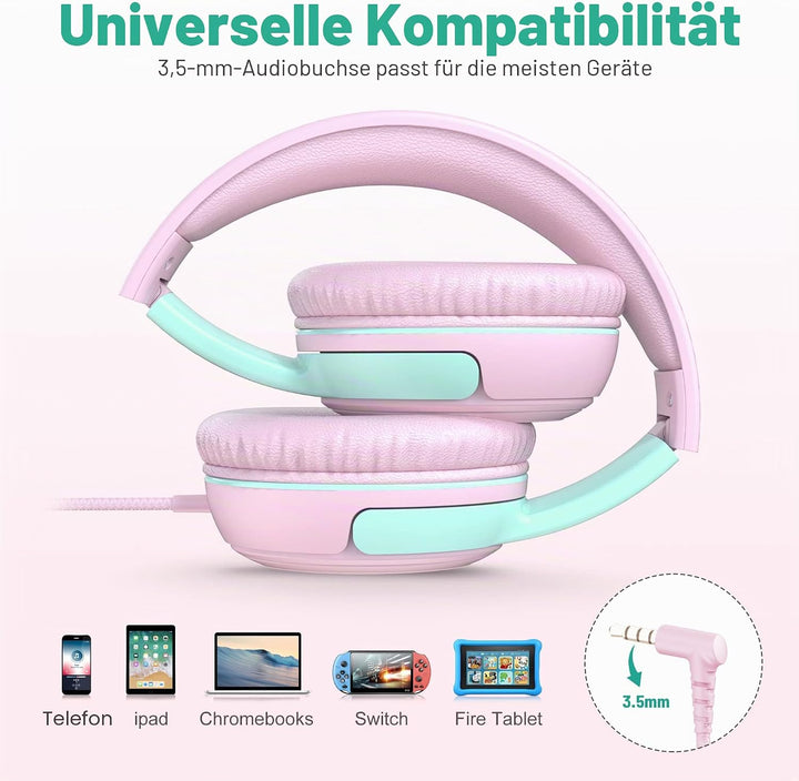 RockPapa Share 2 Pack Kinder Kopfhörer, 85dB/94dB Lautstärkebegrenzung Mit Mikrofon, Sharing-Funktio
