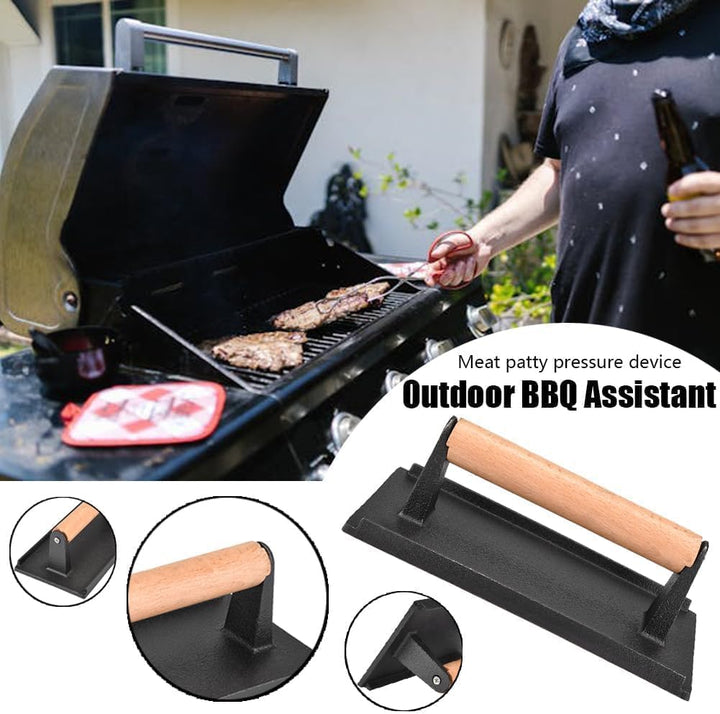 Fleischpresse, Burgerpresse, Steakgewicht Holzgriff Speckgrill, Hamburgerpresse, Pro für Grills, Gri