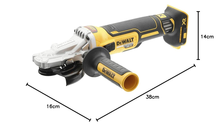 Dewalt 18 Volt 125 mm Akku-Flachkopfwinkelschleifer DCG405FN (800 Watt, bürstenloser Motor, flacher