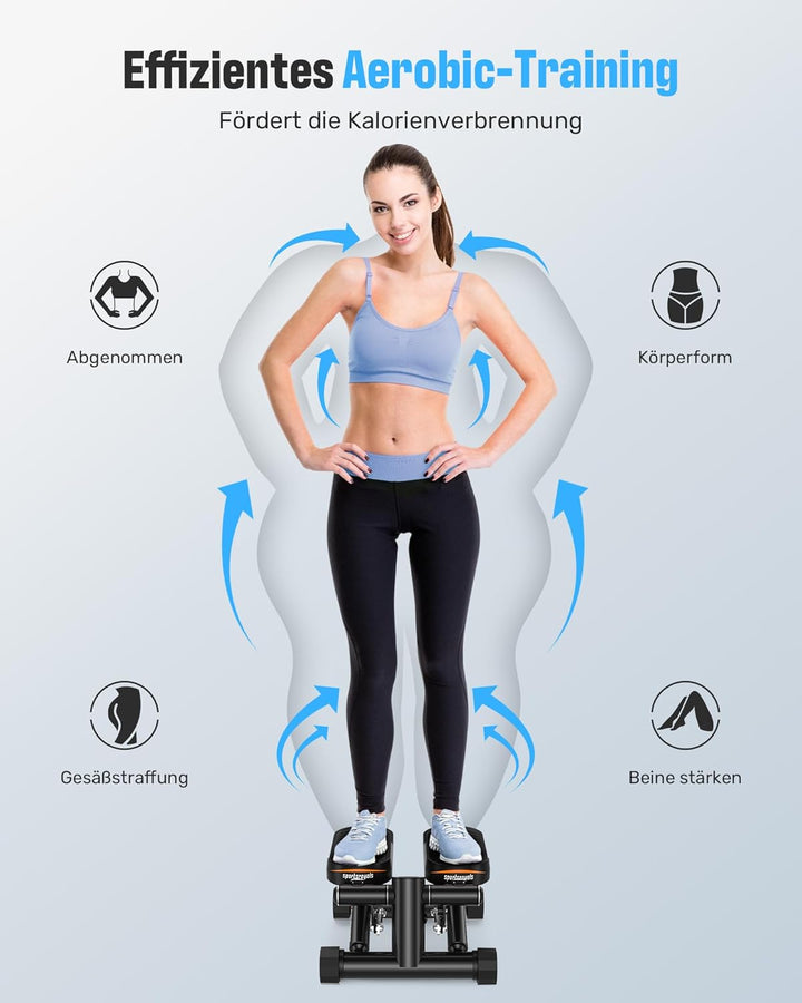 Sportsroyals Exercise Stair Stepper für Zuhause – Up-Down Swing Stepper mit Power Ropes for Bein/Arm