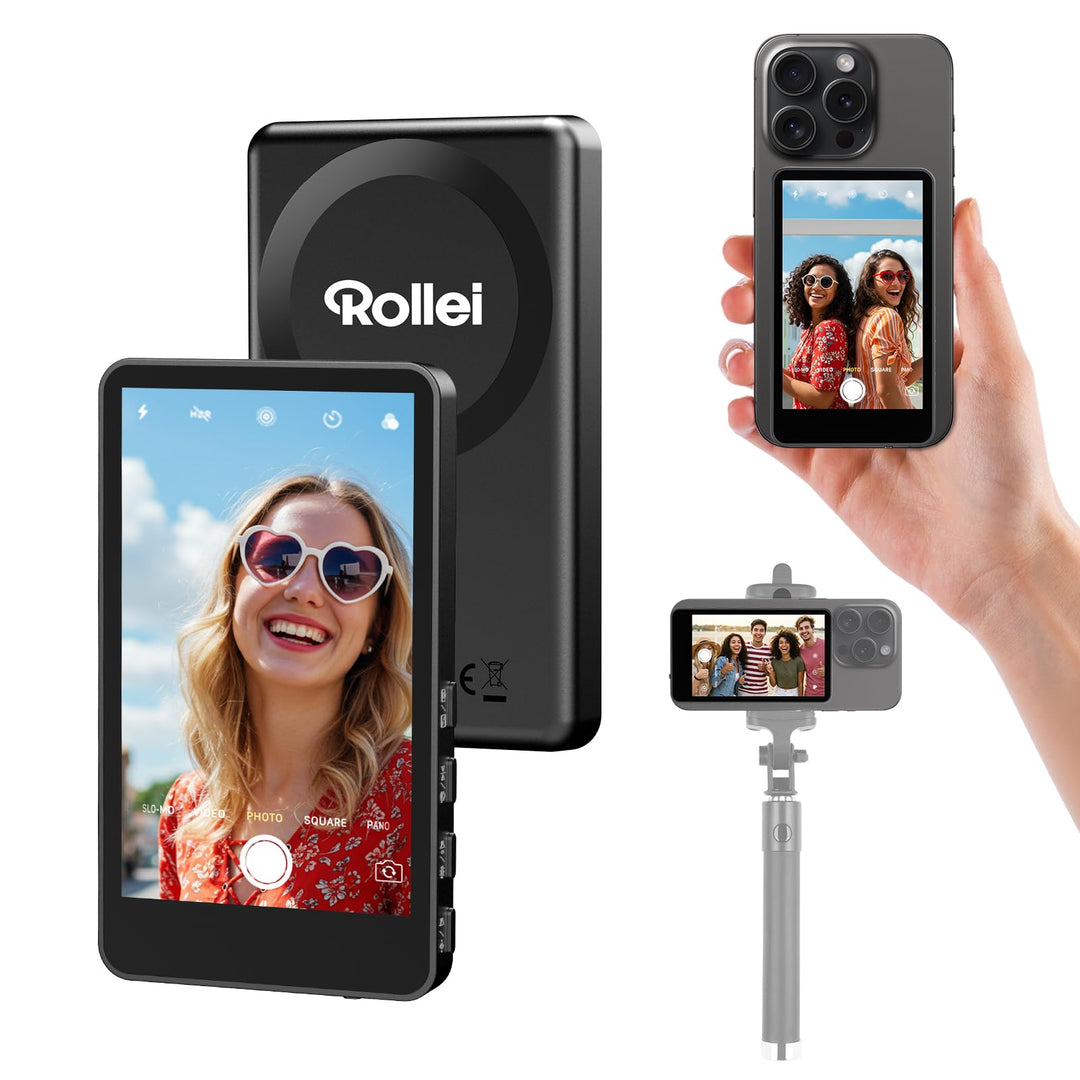 Rollei Easy Creator Selfie Monitor 3,97" Smartphone Rückkamera Magnetisch Vlog Bildschirm für iPhone
