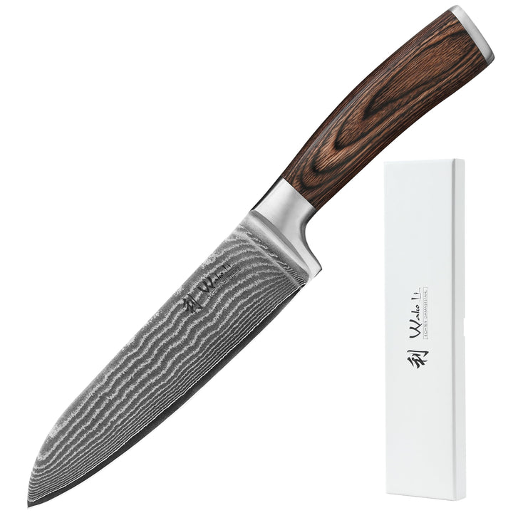 Wakoli EDIB Damastmesser Santoku Messer 17cm Klinge extrem scharf aus 67 Lagen I Damast Küchenmesser