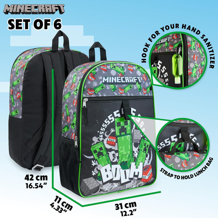Minecraft Rucksack für Kinder, Schulanfang, Schulranzen, Jungen, Grundschule, mit Zubehör Mehrfarbig