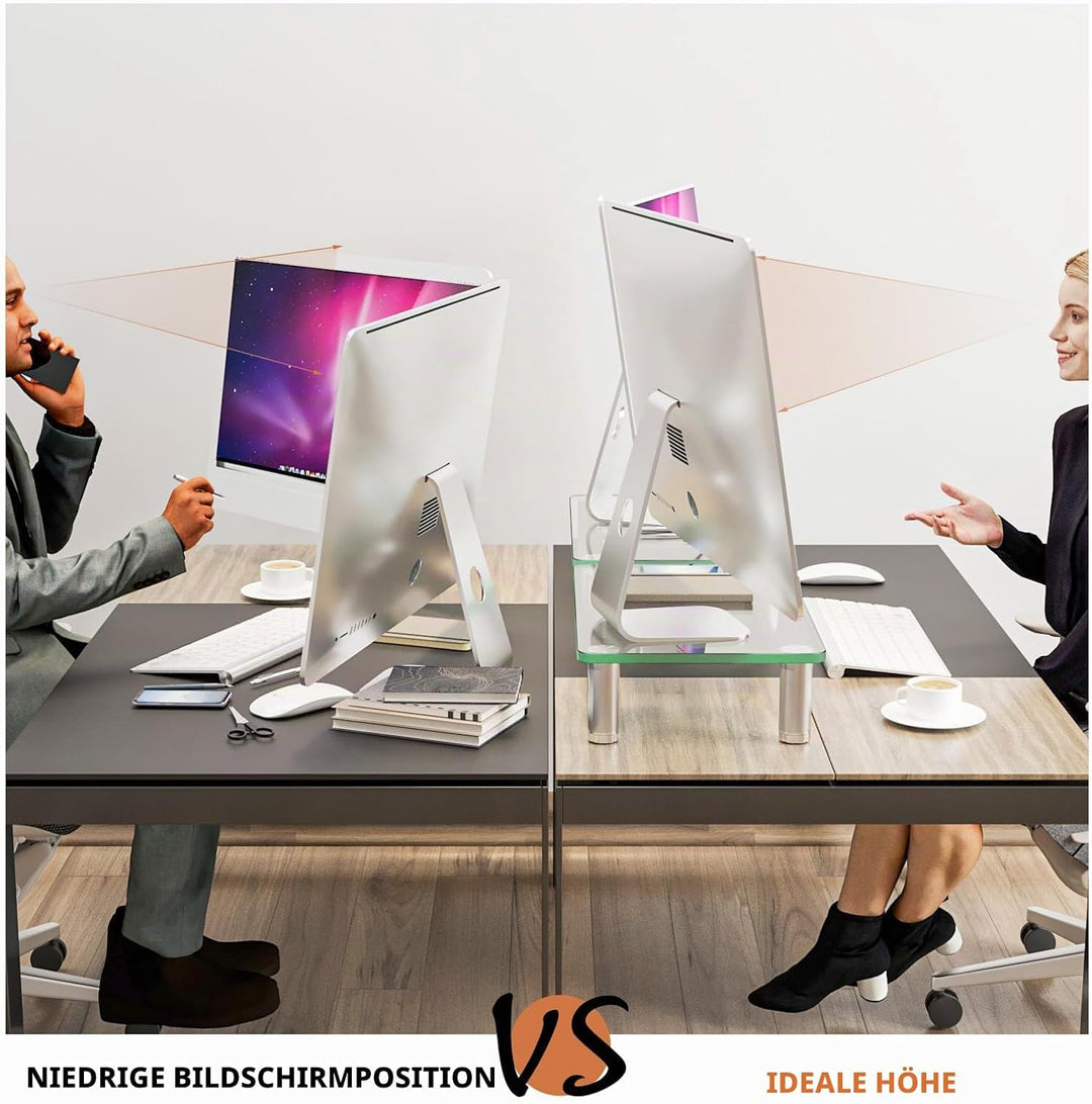 Hemudu 2 Pack Computer Monitor Riser mit höhenverstellbarem Multi Media Desktop Stand für Flachbilds