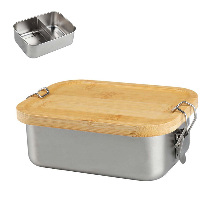 Bento Lunchbox Für Erwachsene/Kinder Edelstahl Brotdose Und Lunchbox Metalldose Mit Holzdeckel Jause