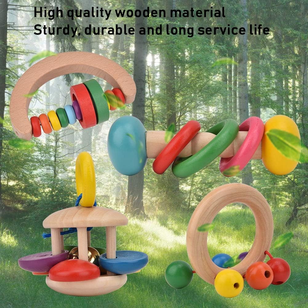 4 stücke Holz Rasseln Baby Holz Erfassen Spielzeug Säuglings frühe pädagogische Musikinstrument Puzz