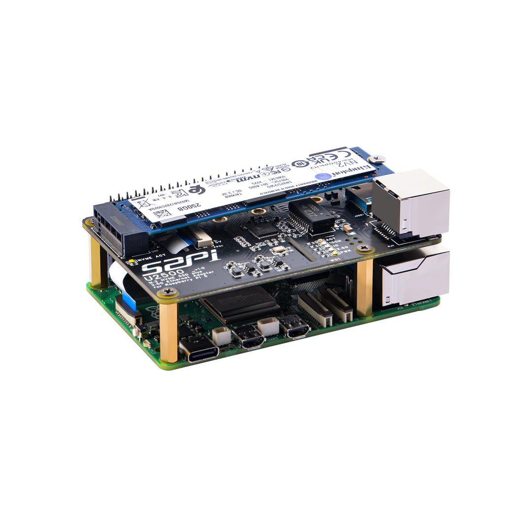 GeeekPi W01 U2500 USB 2.5G Ethernet M.2 NVMe M-Key SSD Shield für Raspberry Pi 5, M.2 PCIe auf NVMe