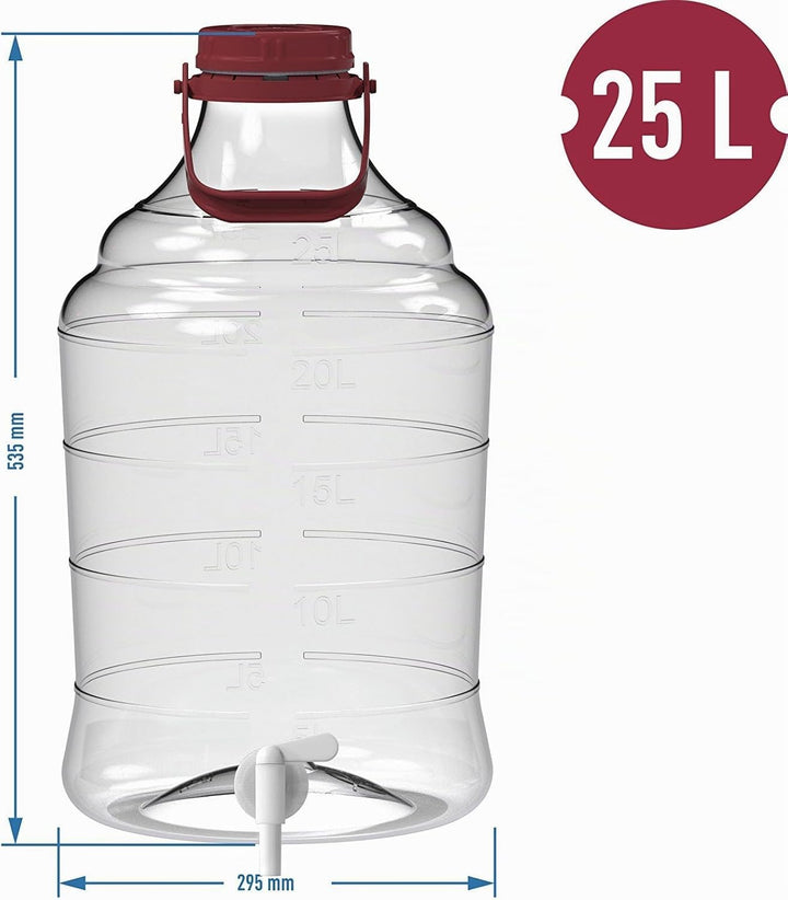 lilawelt24 25 L Gärballon+ Hahn Weinballon Gärbehälter Flasche Weithalsballon Gummistopfen