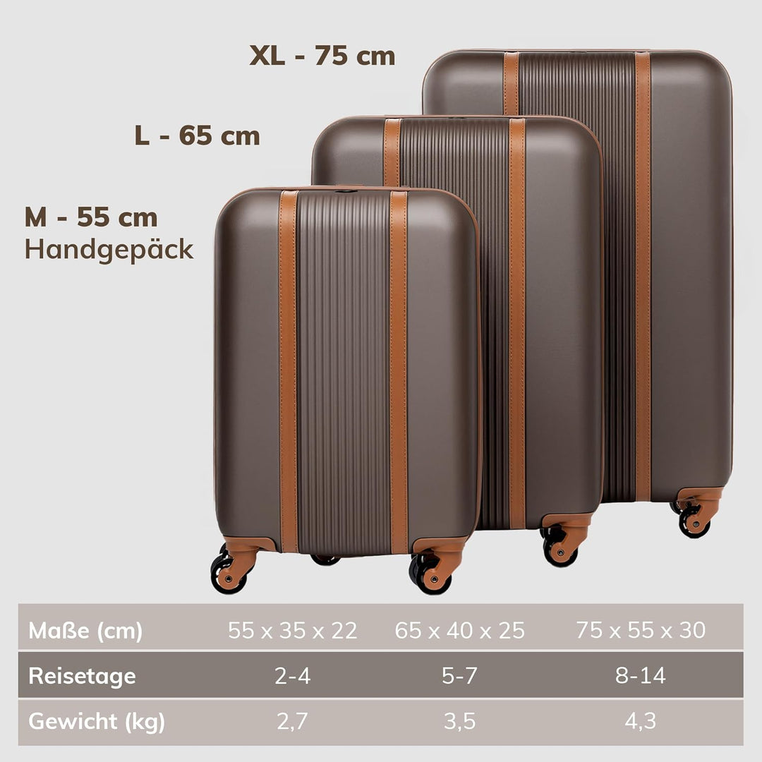 FERGÉ Kofferset Hartschale 3-teilig Milano Trolley-Set - Handgepäck 55 cm, L und XL 3er Set Hartscha