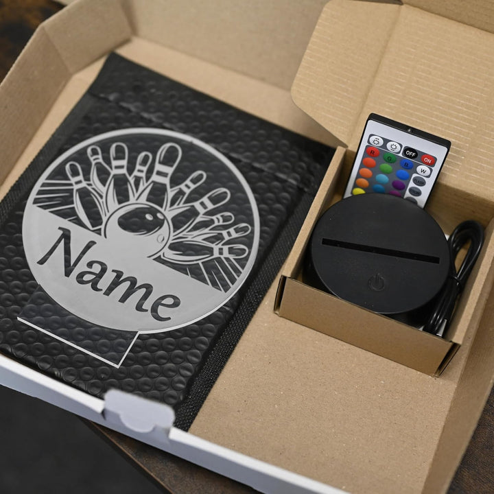 Personalisierte Bowling LED Lampe – Geschenk zum Geburtstag für Bowlingspieler & Fans Bowling Deko,