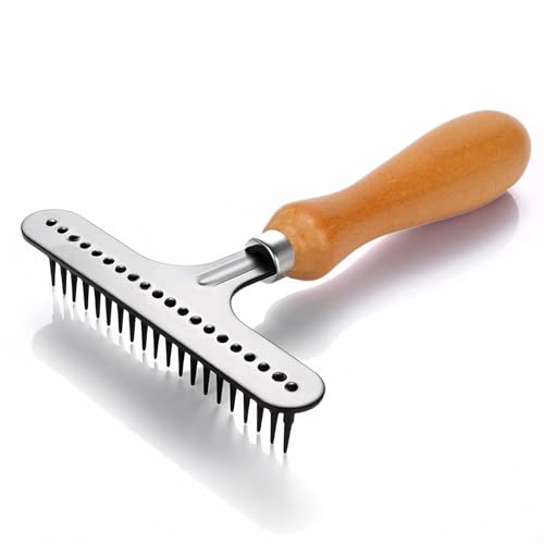 Teppichrechen, Tragbarer Hand-Teppichrechen aus Edelstahl,Haustier Harkenkamm,Harkenkamm für langhaa