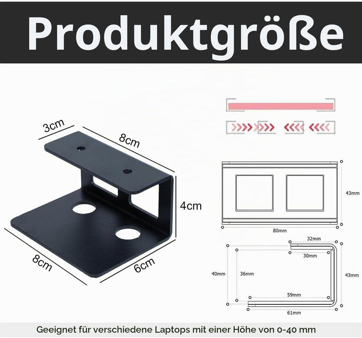 Laptop Untertisch Halterung, Laptop Halterung Unter Schreibtisch, Aluminium Regal Halter mit Schraub
