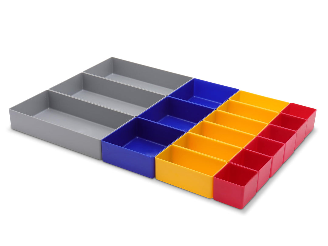 Schubladen Einsatzkasten Mix Set, verschiedene Grössen & Farben, Schubladeneinsätze, Kleinteilesorti