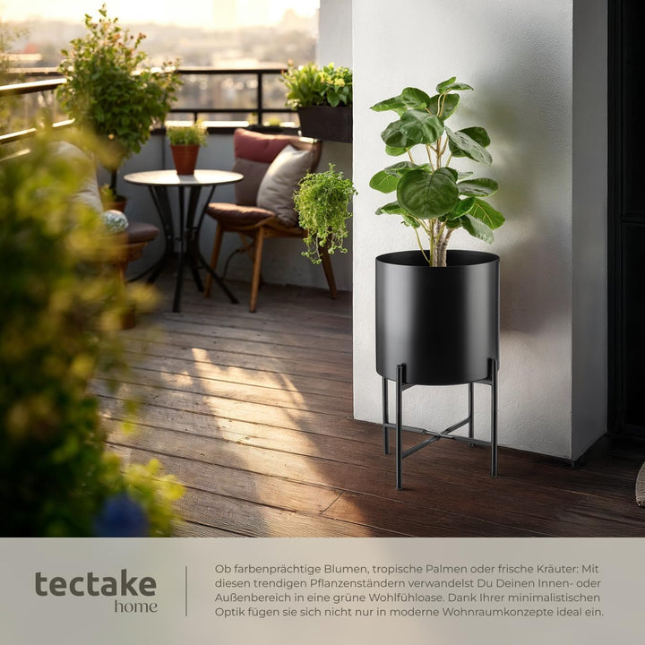 tectake® Pflanzenständer 2er Set, Blumenständer, Metall Blumentopf, abnehmbare Übertöpfe, Blumentöpf