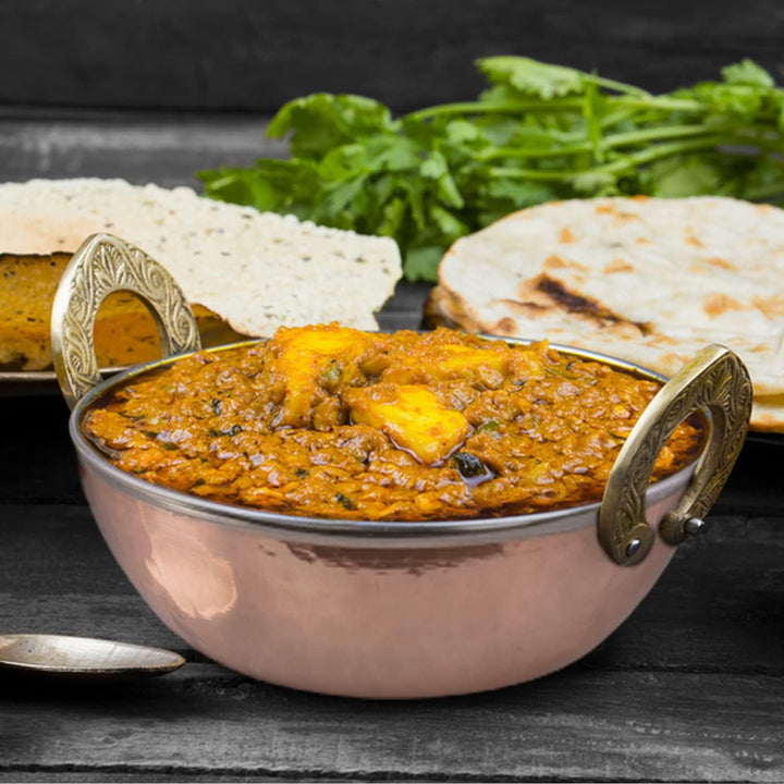 Zap Impex Indische Servierschale Kupfer Gehämmerter Edelstahl Karahi Indische Gerichte und Portion C