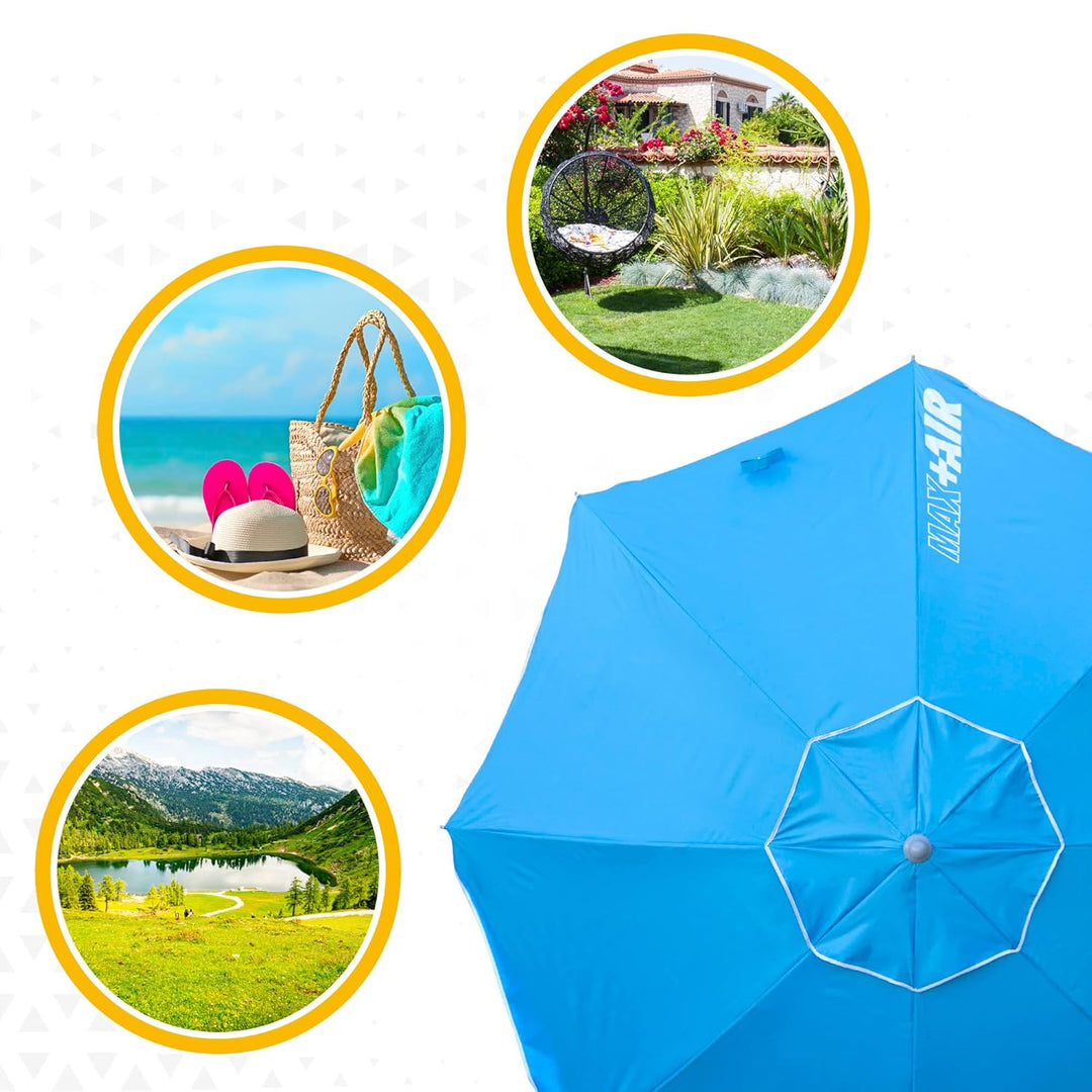 AKTIVE 62239 - Grosser Strandschirm Anti-Wind, Ultra Resistent, Kippstange, Inklusive Aufbewahrungst