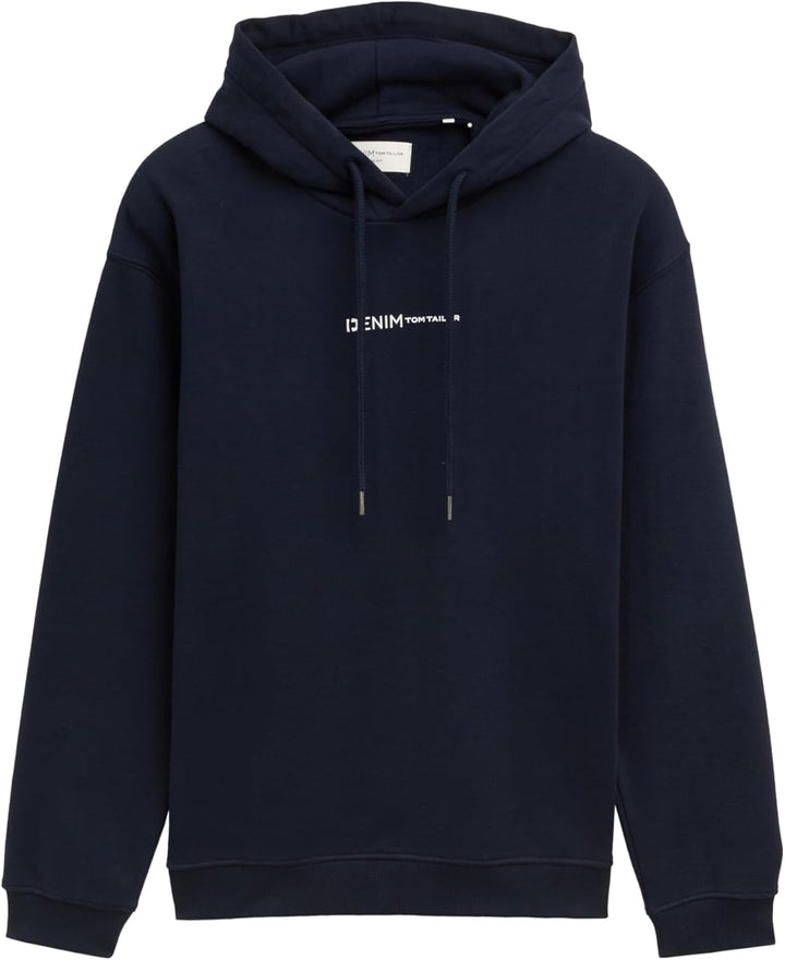 TOM TAILOR Denim Herren Hoodie Sweatshirt mit Logo-Print S 15148 - Sky Captain Blue, S 15148 - Sky C