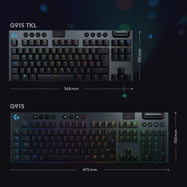 Logitech G 915 Lightspeed TKL Tenkeyless-Tastatur, kabellos, mechanisches Gaming-Profil, GL-Tactile